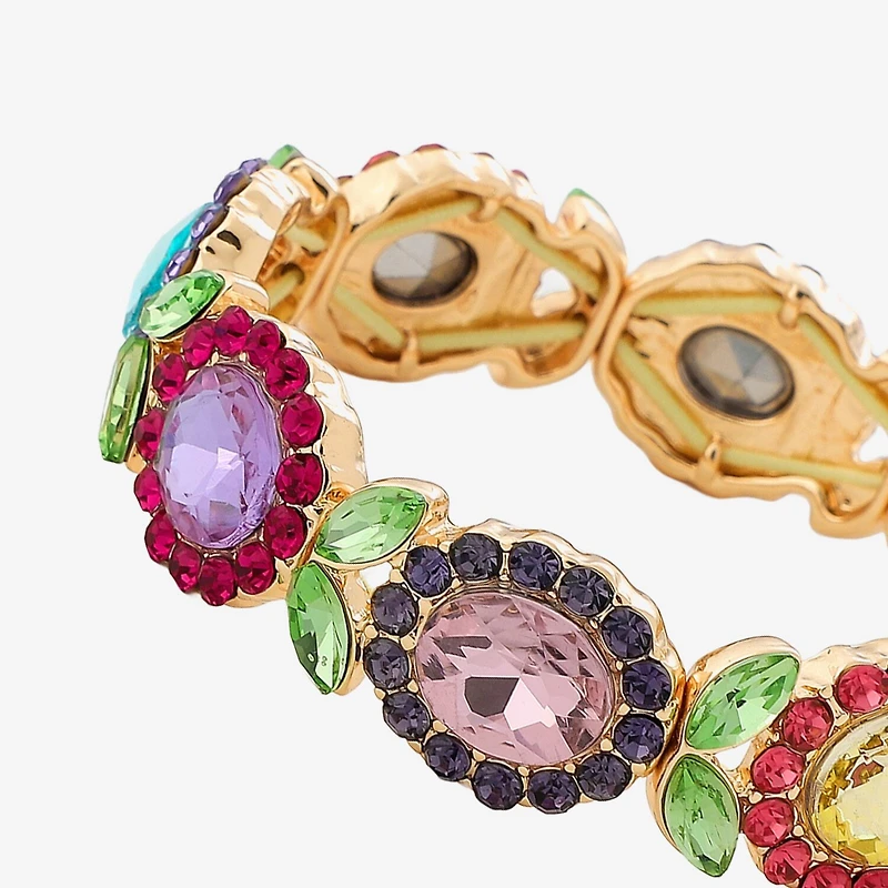 Monet Jewelry Gold Tone Womens Multi Color Glass Flower Stretch Bracelet