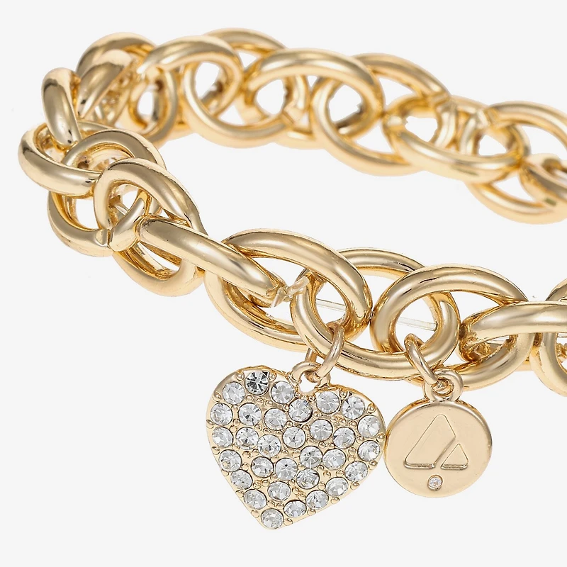 Liz Claiborne Womens Glass Heart Stretch Bracelet