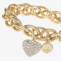 Liz Claiborne Womens Glass Heart Stretch Bracelet