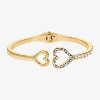 Liz Claiborne Womens Glass Heart Bangle Bracelet