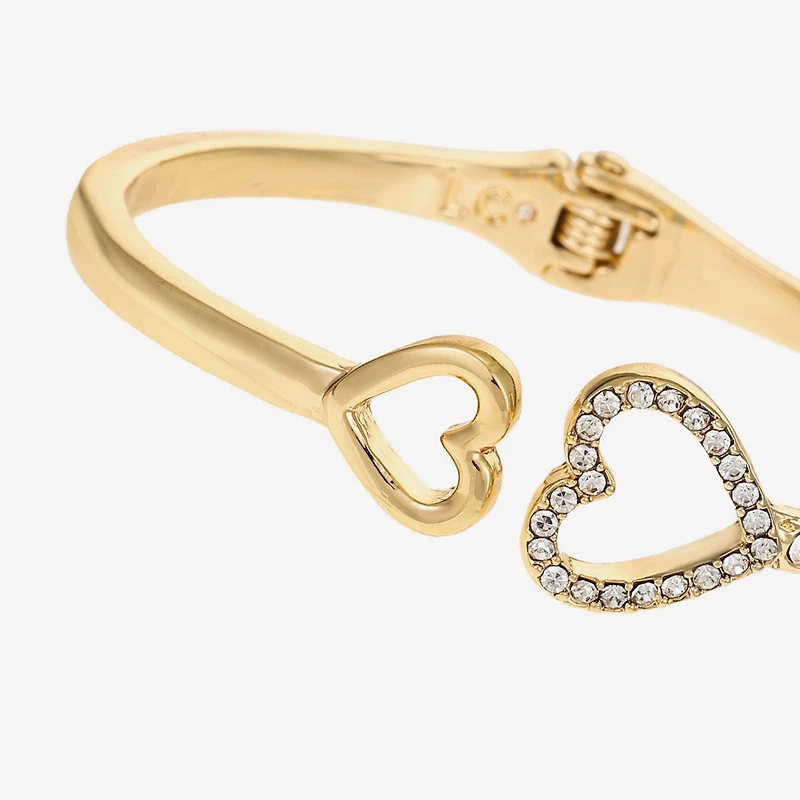 Liz Claiborne Womens Glass Heart Bangle Bracelet