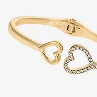 Liz Claiborne Womens Glass Heart Bangle Bracelet