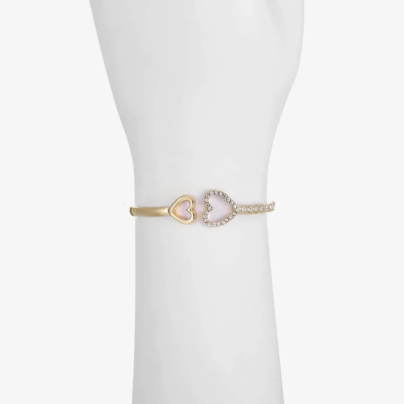 Liz Claiborne Womens Glass Heart Bangle Bracelet