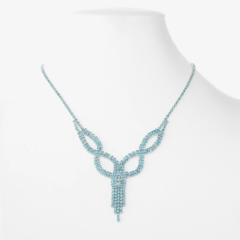 Monet Jewelry Timeless Silver Tone Womens Glass 17 Inch Y Necklace