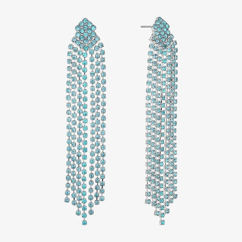 Monet Jewelry Timeless Silver Tone Womens Glass Hypoallergenic Chandelier Earrings