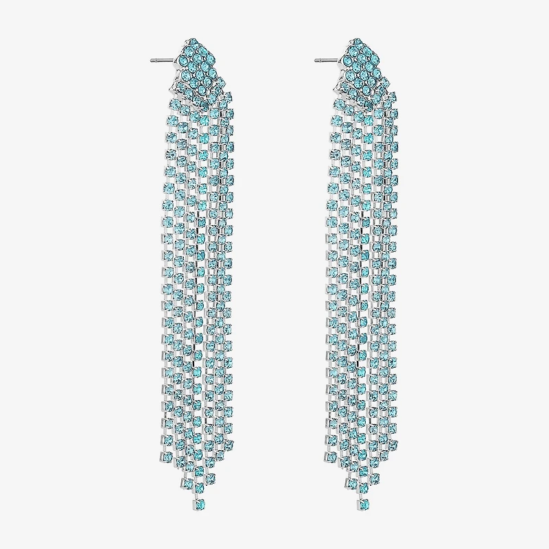 Monet Jewelry Timeless Silver Tone Womens Glass Hypoallergenic Chandelier Earrings