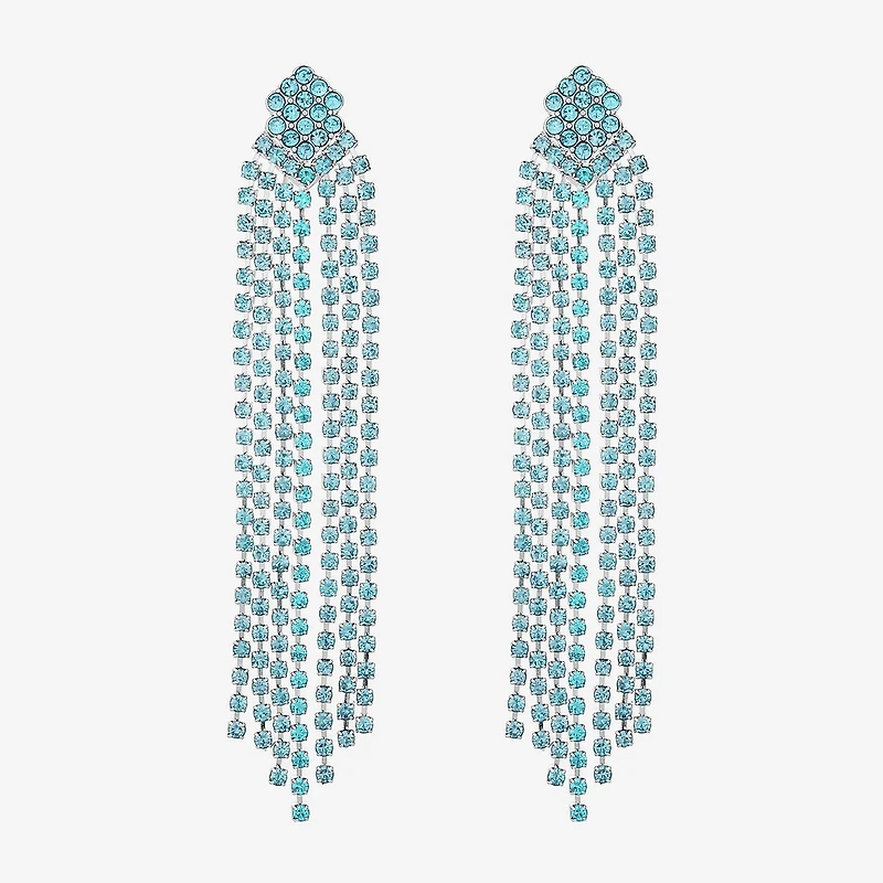 Monet Jewelry Timeless Silver Tone Womens Glass Hypoallergenic Chandelier Earrings