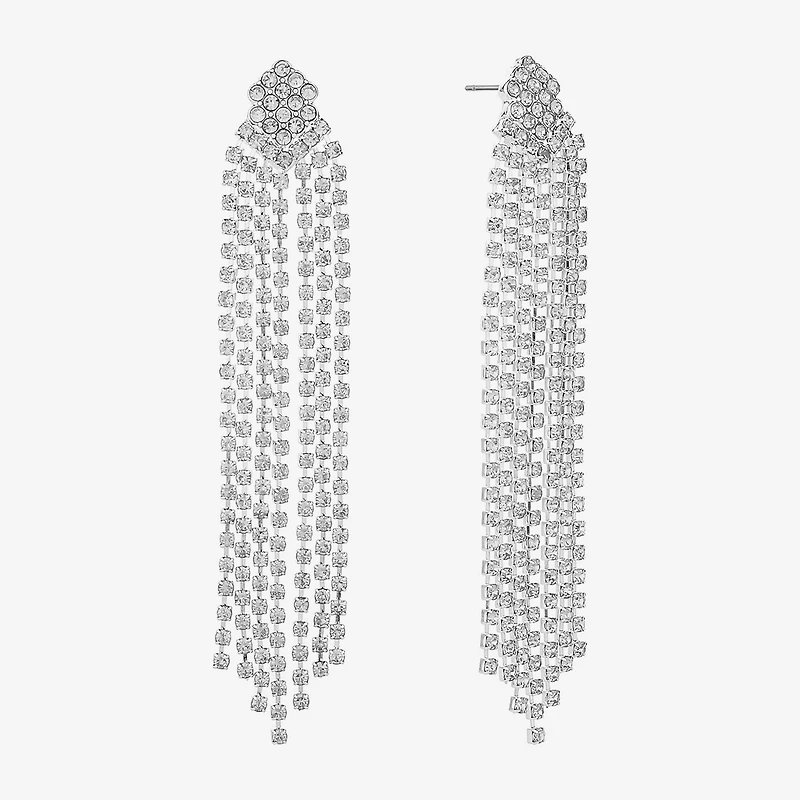 Monet Jewelry Timeless Silver Tone Womens Glass Hypoallergenic Chandelier Earrings