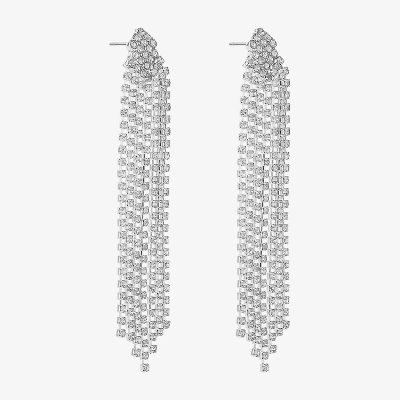 Monet Jewelry Timeless Silver Tone Womens Glass Hypoallergenic Chandelier Earrings