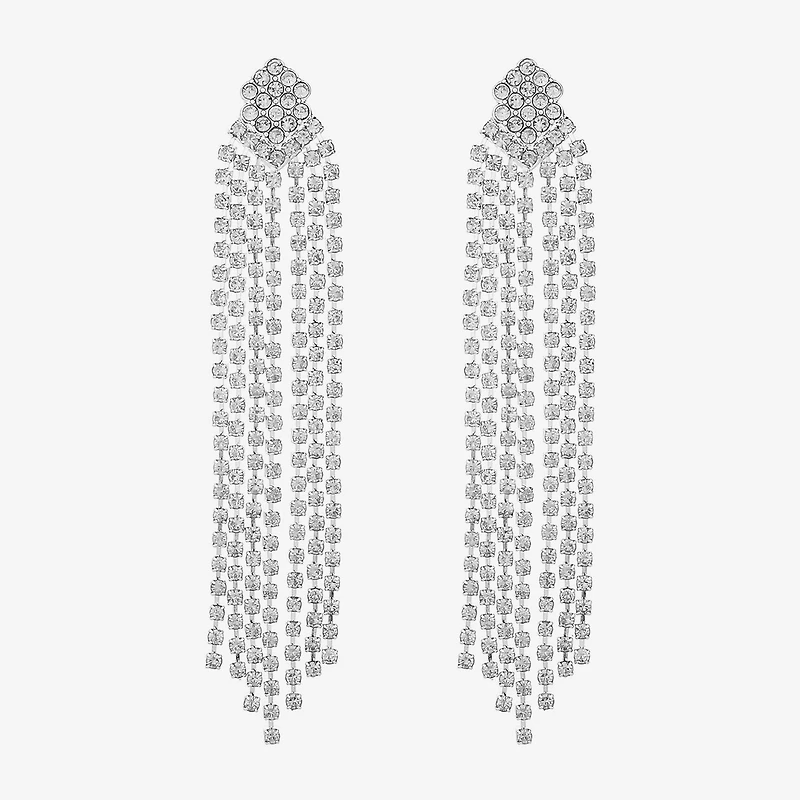 Monet Jewelry Timeless Silver Tone Womens Glass Hypoallergenic Chandelier Earrings