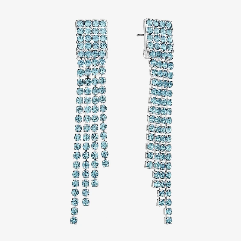Monet Jewelry Timeless Silver Tone Womens Glass Hypoallergenic Chandelier Earrings