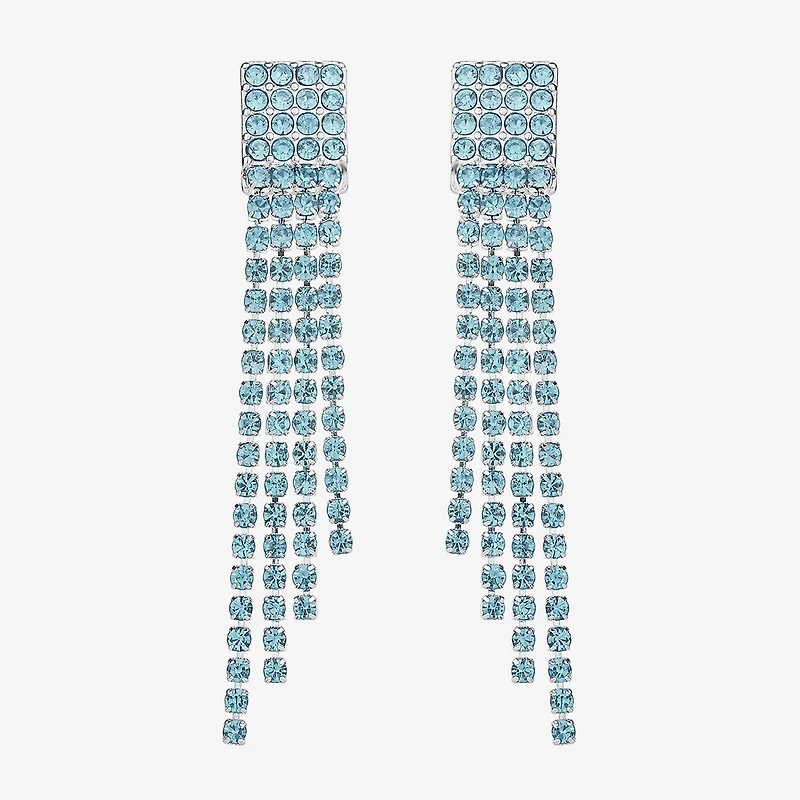 Monet Jewelry Timeless Silver Tone Womens Glass Hypoallergenic Chandelier Earrings