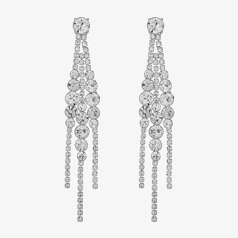 Monet Jewelry Timeless Silver Tone Womens Glass Hypoallergenic Chandelier Earrings