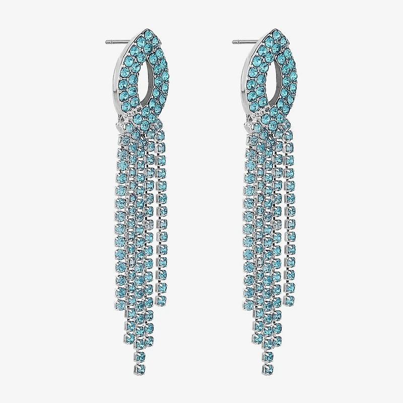Monet Jewelry Timeless Silver Tone Womens Glass Hypoallergenic Chandelier Earrings
