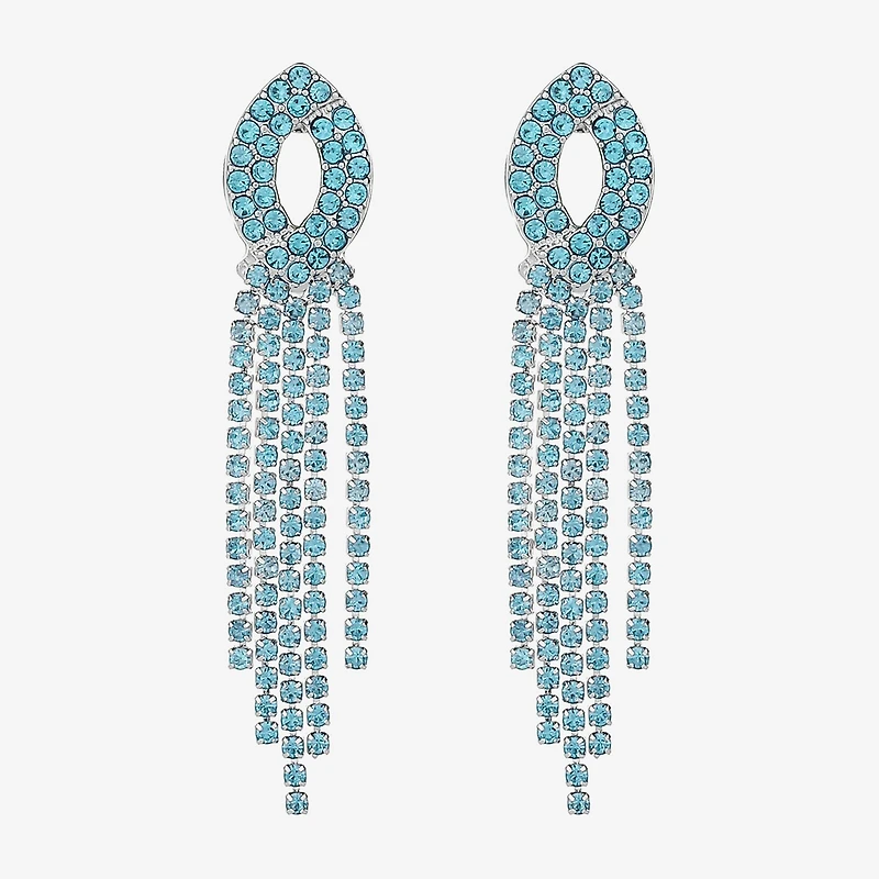Monet Jewelry Timeless Silver Tone Womens Glass Hypoallergenic Chandelier Earrings