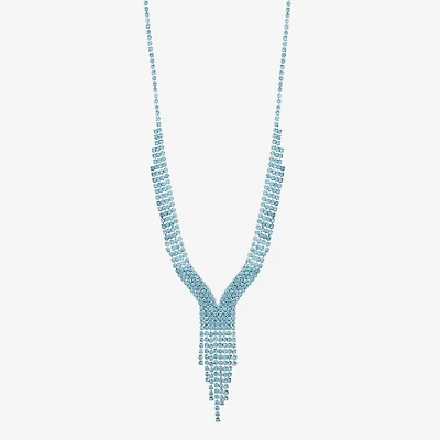 Monet Jewelry Timeless Silver Tone Womens Glass 17 Inch Y Necklace