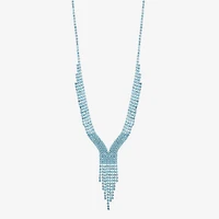 Monet Jewelry Timeless Silver Tone Womens Glass 17 Inch Y Necklace