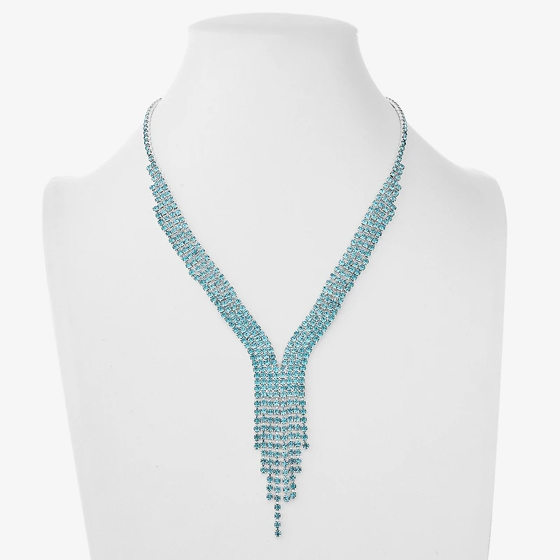 Monet Jewelry Timeless Silver Tone Womens Glass 17 Inch Y Necklace