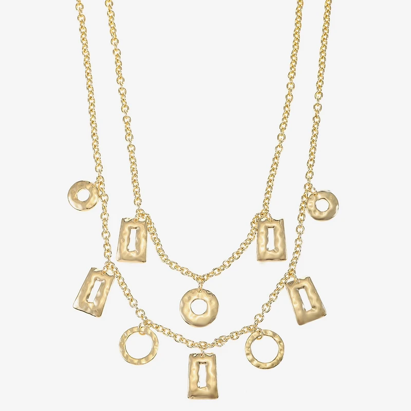 Liz Claiborne Hammered Womens 17 Inch Collar Necklace