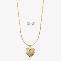Monet Jewelry Gold Tone Initial Womens Glass Heart 2-pc. Set