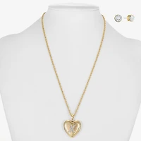 Monet Jewelry Gold Tone Initial Womens Glass Heart 2-pc. Set