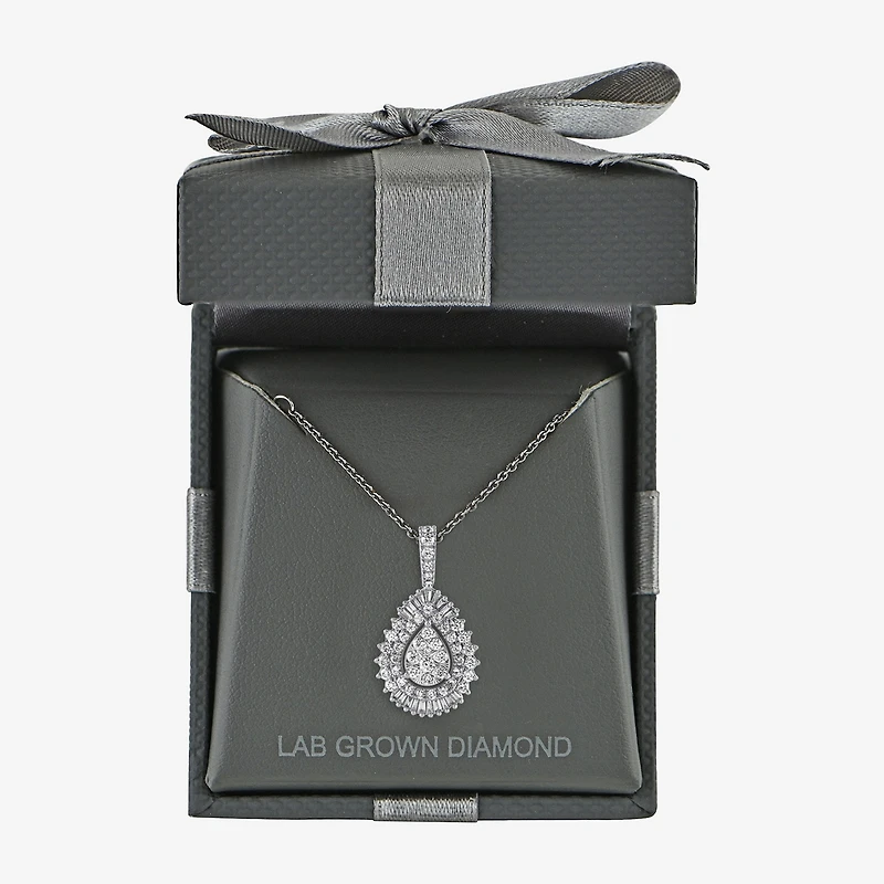 (G / Si2) Womens 2 CT. T.W. Lab Grown White Diamond 14K Gold Pear 18 Inch Pendant Necklace