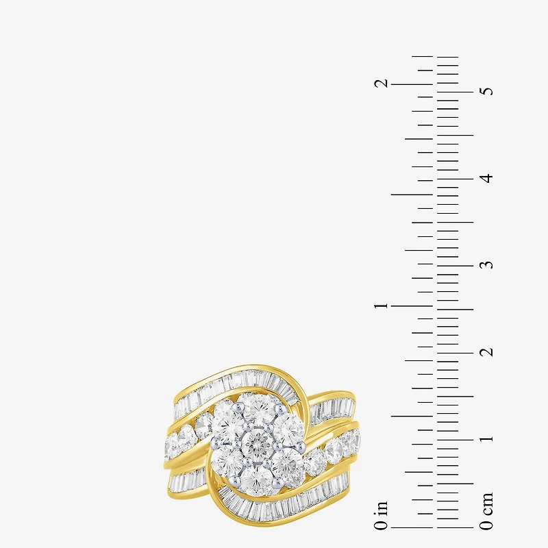 Diamond Blossom Womens 4 CT. T.W. Natural White 14K Gold Cluster Cocktail Ring