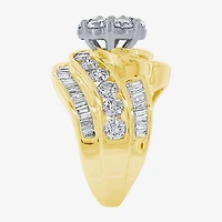 Diamond Blossom Womens 4 CT. T.W. Natural White 14K Gold Cluster Cocktail Ring