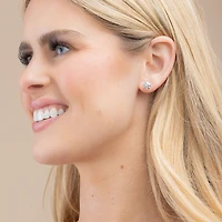 Floating Diamonds (F / Vs2) 2 CT. T.W. Lab Grown White Diamond 14K Gold 6.7mm Round Stud Earrings