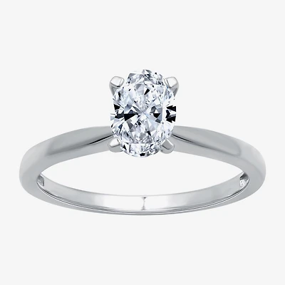 (G / Si1-Si2) Womens 3/4 CT. Lab Grown White Diamond 10K Gold Oval Solitaire Engagement Ring