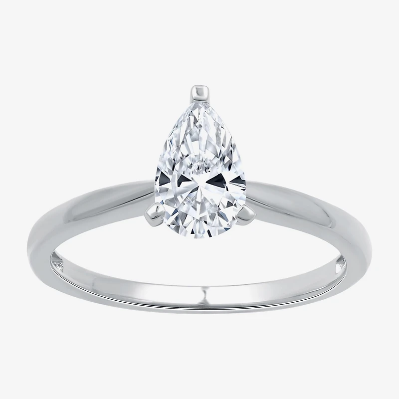 (G / Si1-Si2) Womens 3/4 CT. Lab Grown White Diamond 10K Gold Pear Solitaire Engagement Ring
