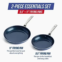 Blue Diamond Infused Ceramic Non-Stick Frying Pan Skillet Set