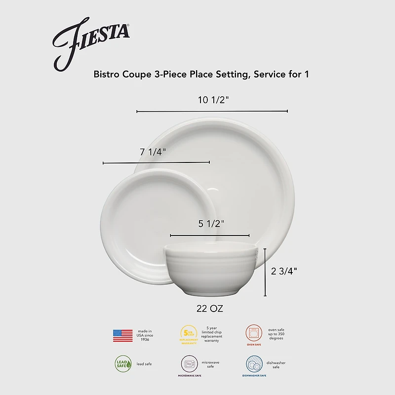 Fiesta Bistro Coupe 3-pc. Ceramic Place Setting