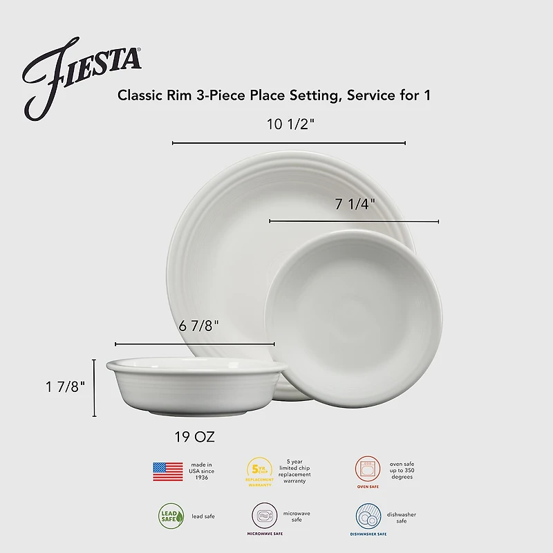 Fiesta Classic Rim 3-pc. Place Setting