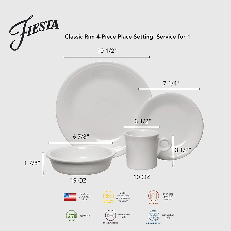 Fiesta Classic 4-pc. Ceramic Dinnerware Set