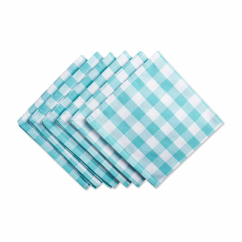 Design Imports Aqua/White Checkers 6-pc. Napkins
