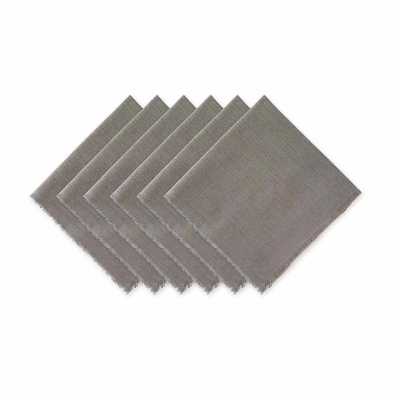 Design Imports Gray Solid Heavyweight Fringed 6-pc. Napkins