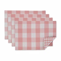 Design Imports Pink/White Reversible Gingham/Buffalo Check 4-pc. Placemats