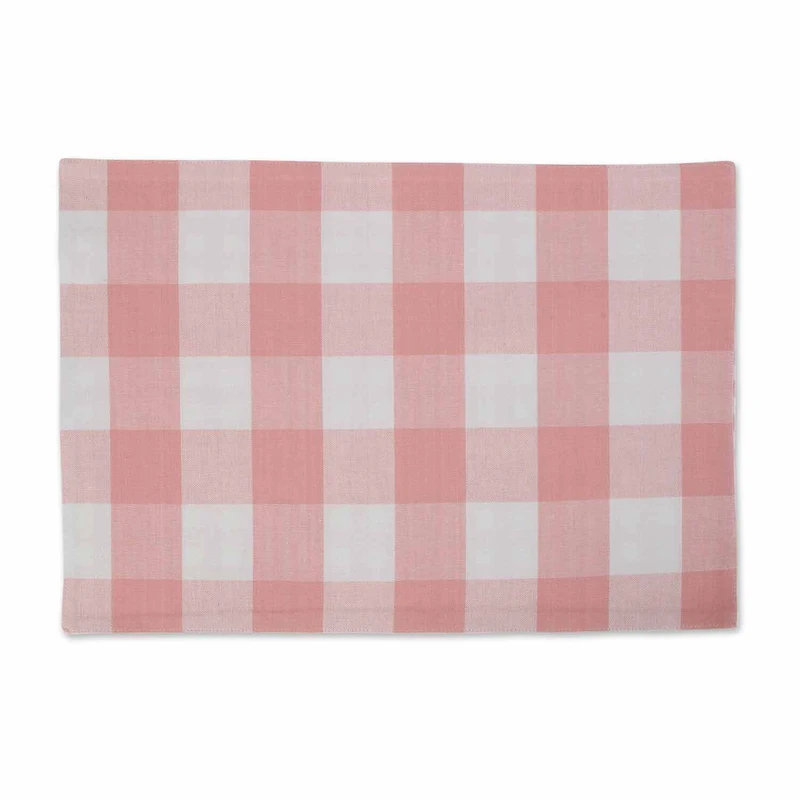 Design Imports Pink/White Reversible Gingham/Buffalo Check 4-pc. Placemats