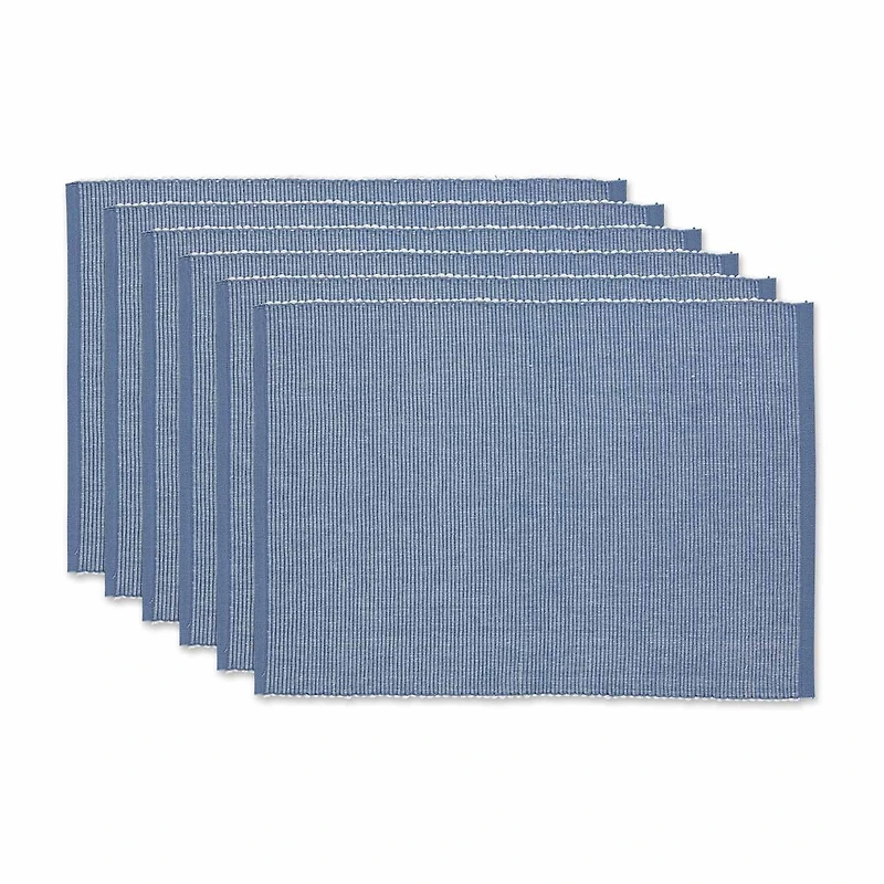 Design Imports Stonewash Blue/White 2-Tone Ribbed 6-pc. Placemat