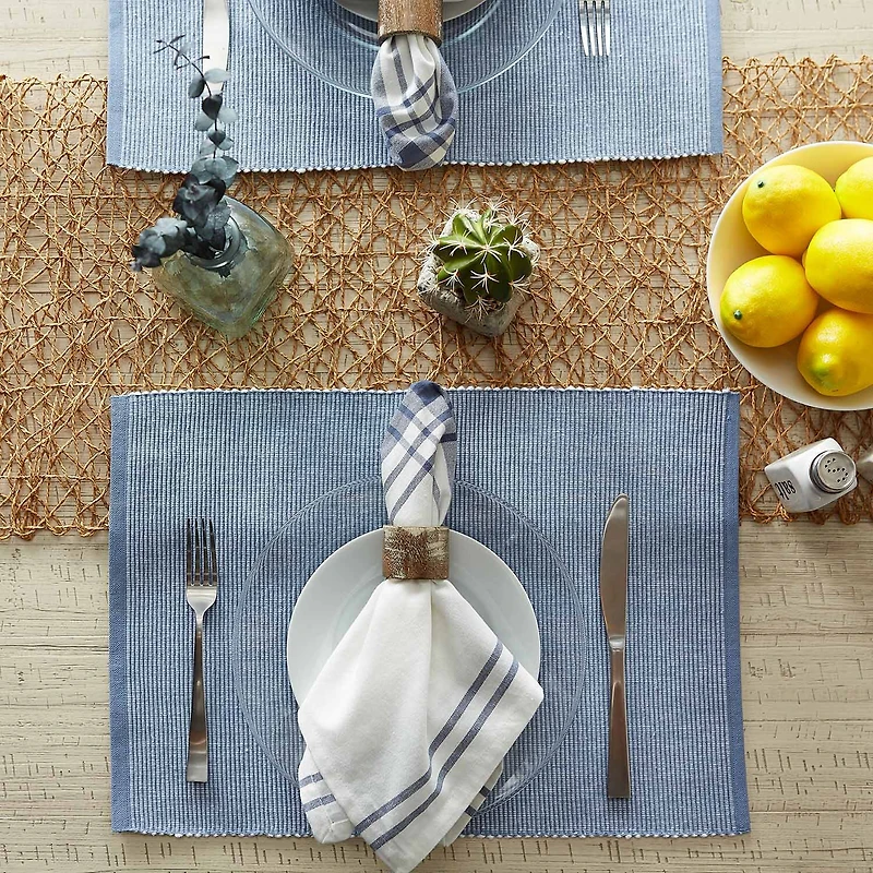 Design Imports Stonewash Blue/White 2-Tone Ribbed 6-pc. Placemat