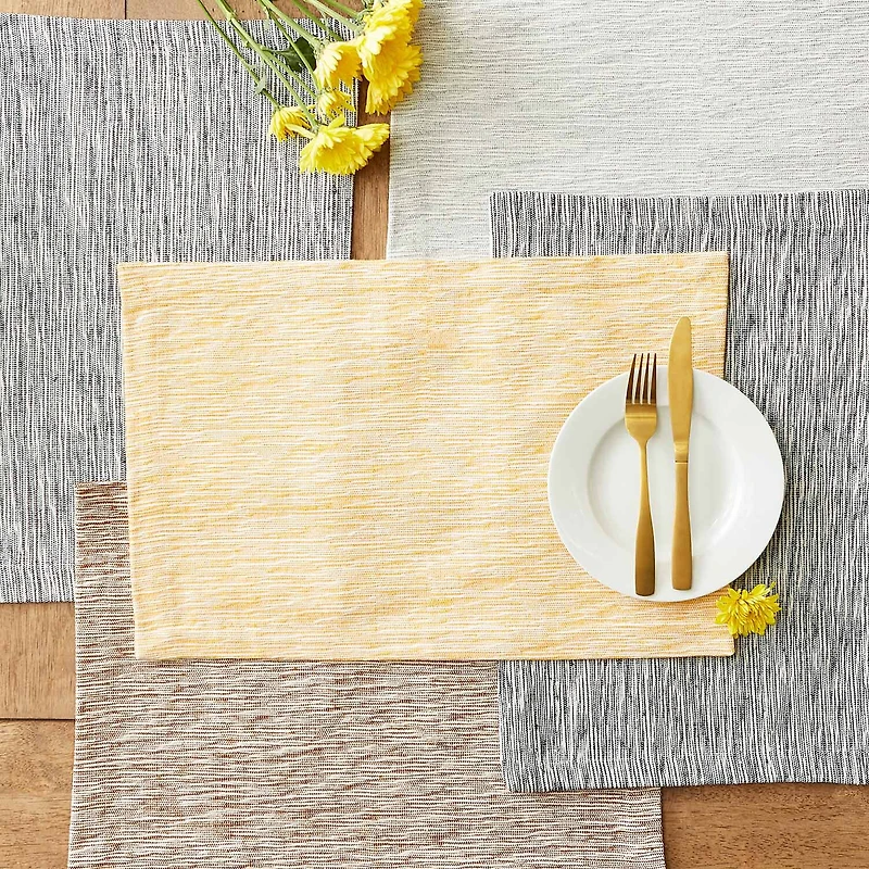 Design Imports Light Gray And Off-White Tonal Recycled Cotton Slubby Rib 6-pc. Placemat