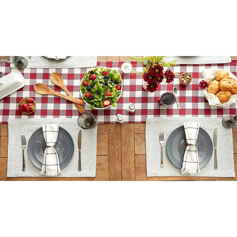 Design Imports Light Gray And Off-White Tonal Recycled Cotton Slubby Rib 6-pc. Placemat