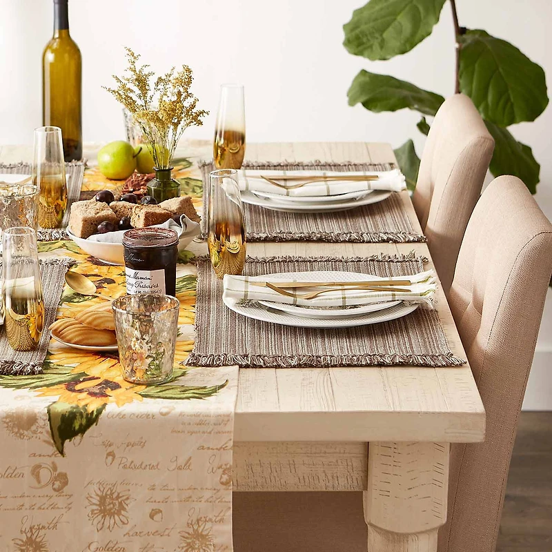 Design Imports Mushroom Variegated Fringe 6-pc. Placemat