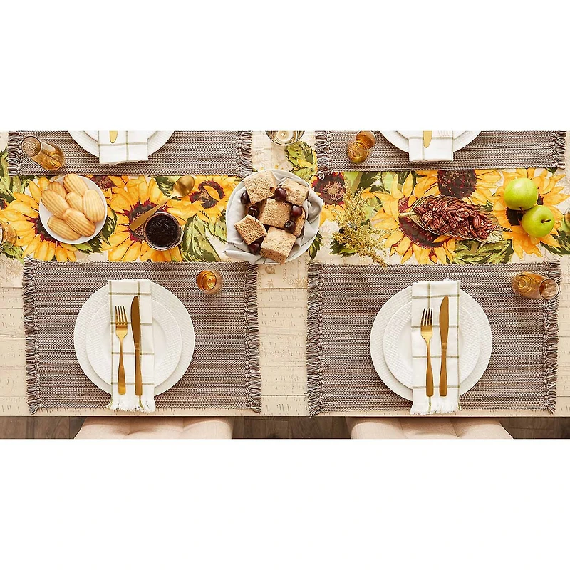 Design Imports Mushroom Variegated Fringe 6-pc. Placemat
