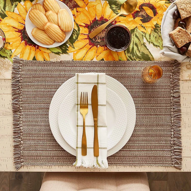 Design Imports Mushroom Variegated Fringe 6-pc. Placemat