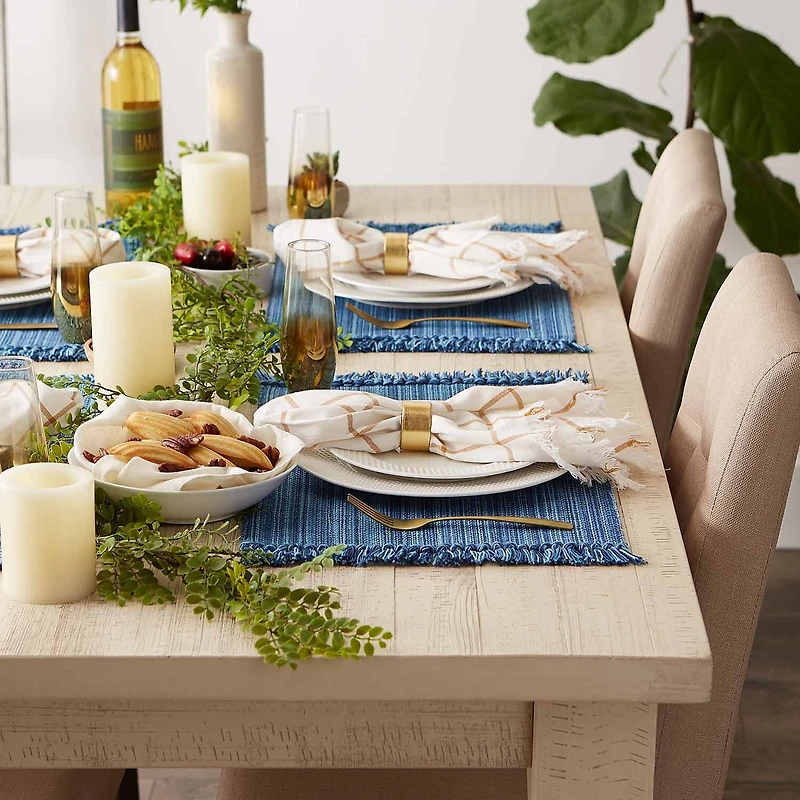 Design Imports Nautical Blue Variegated Fringe 6-pc. Placemat