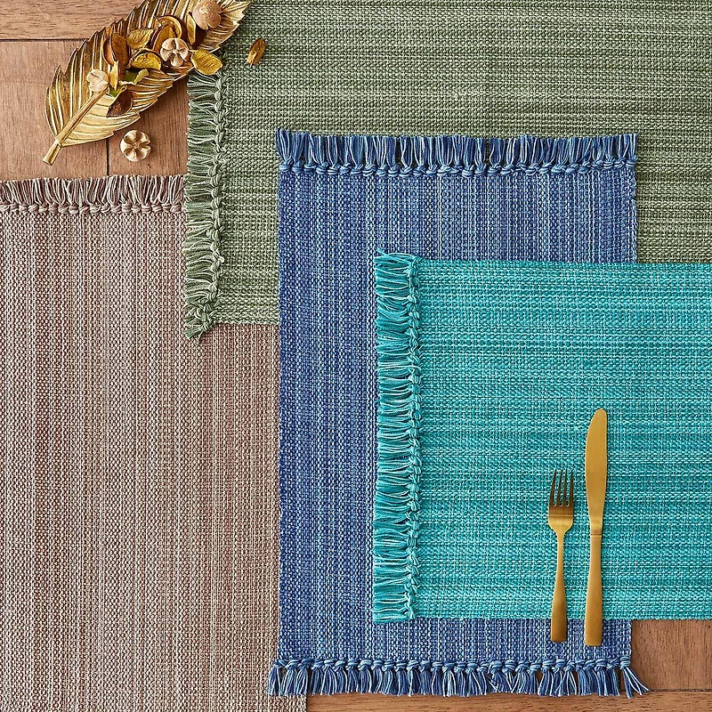 Design Imports Nautical Blue Variegated Fringe 6-pc. Placemat