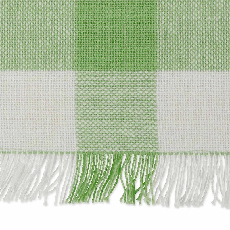 Design Imports Bright Green Heavyweight Check Fringed Table Runner