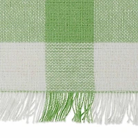 Design Imports Bright Green Heavyweight Check Fringed Table Runner